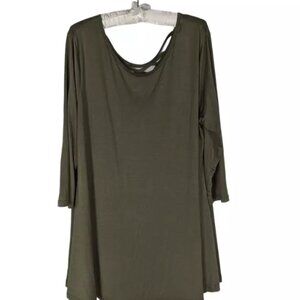 Ritera Dress XL Women's Green Long Sleeve Strappy Back Swing Casual Easy Wear